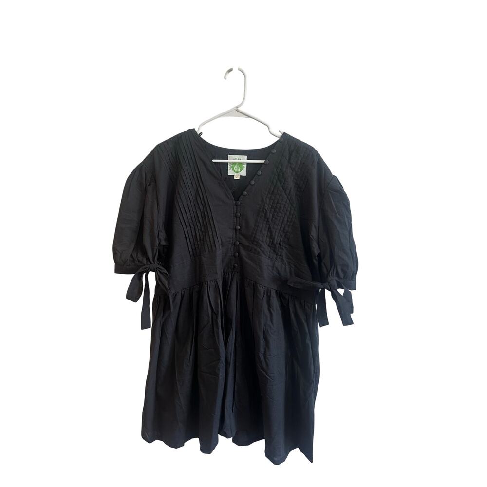 Mod's Mahal Maya's Mahal Black 100% Cotton Mini Dress Short Sleeve V Neck Sz XL